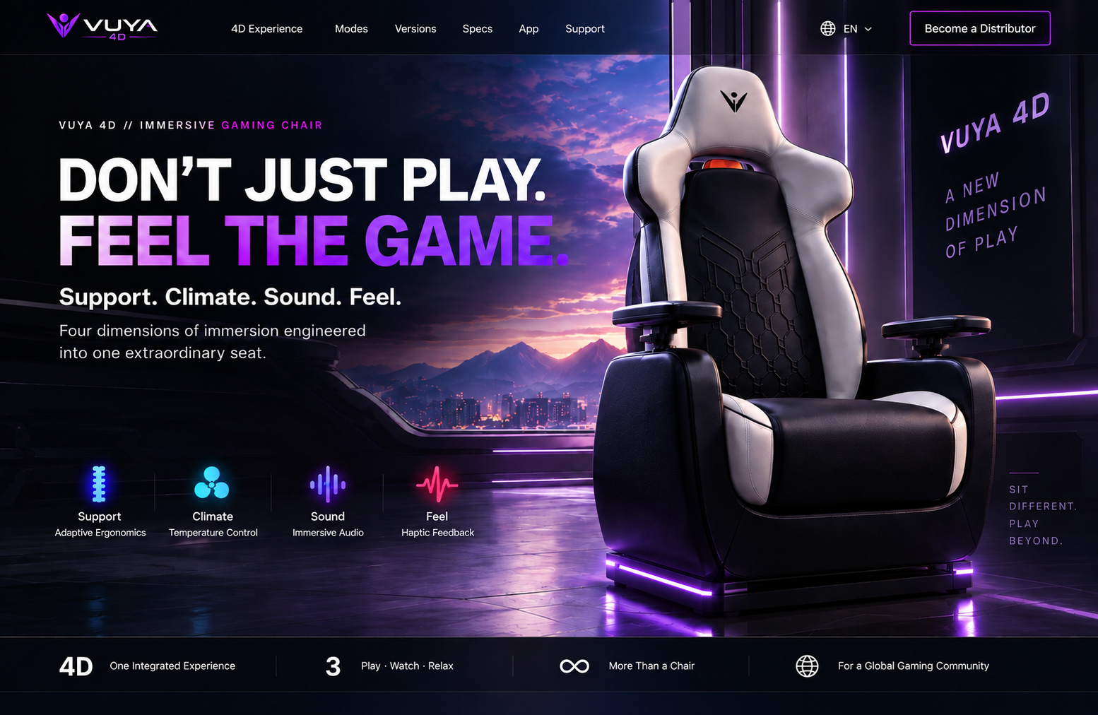VUYA 4D immersive gaming chair - Support, Climate, Sound and Feel